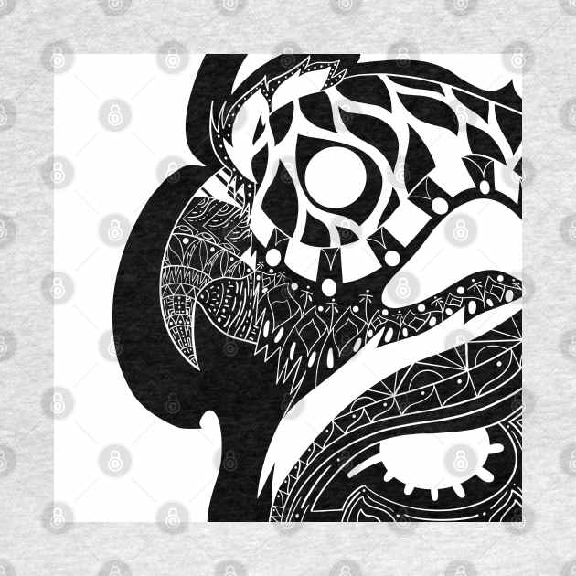 yara guacamaya parrot ecopop bird in mexican pattern art by jorge_lebeau